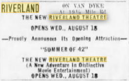 Riverland Theatre - 1971 Ad (newer photo)